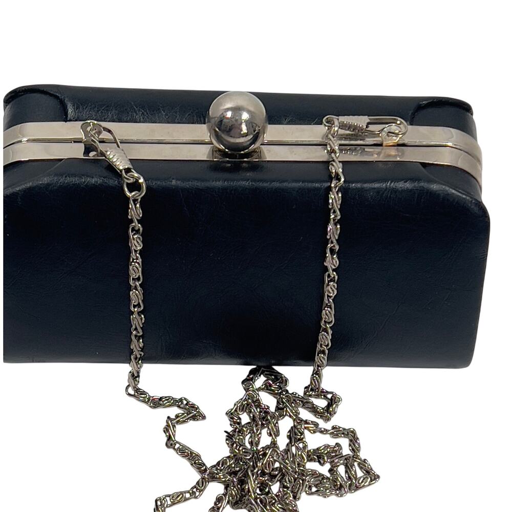 Small Bijoux Terner Black Faux Leather Chic Crossbody Purse Metal Ball Closure